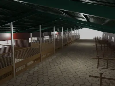 Horse Stable Low-poly 3D model
