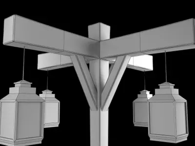 Old Street Lamp 4 Low-poly 3D model