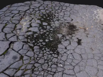 asphalt road cracked debris patch PBR photogrammetry Low-poly 3D model
