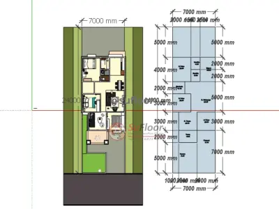 House 7x24m code 411 - Sketchup 3D model