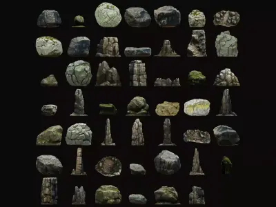 Rocks and Stones Pack Low-poly 3D model