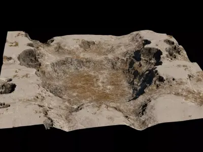 Crater 3D model rock formation in desert Low-poly 3D model