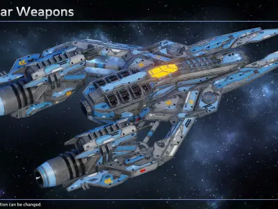 Spaceship Fighter Tigershark Low-poly 3D model