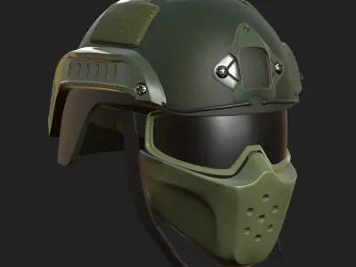 Helmet mask millitary combat soldier armor scifi  Low-poly 3D model