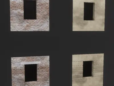 Environment Walls Windows Game Assets Low-poly 3D model