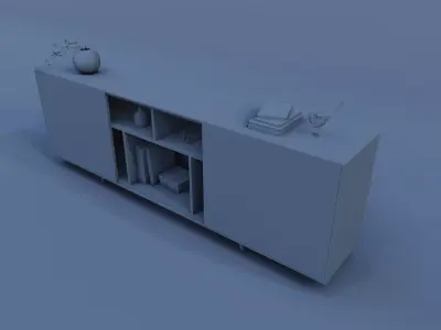 Contemporary TV Console Low-poly 3D model