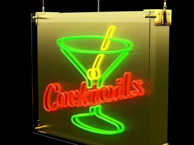 Chinese neon light Low-poly 3D model