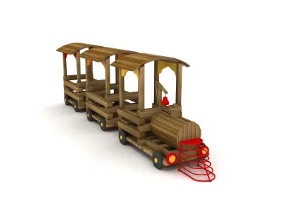 Kids Game Play Equipment 019 Wood Train 3D model