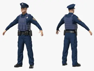  Police Officer in Tactical Vest Navy Blue 