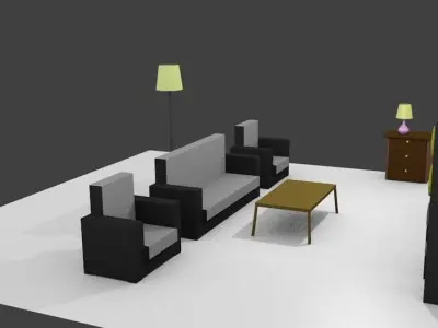 Living room furnitures Free low-poly 3D model
