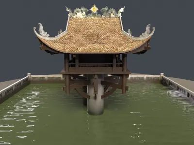 One Pillar Pagoda - 3D Model Chua Mot Cot Low-poly 3D model