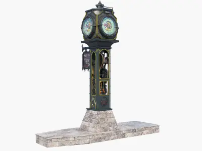 Steampunk Watch Low-poly 3D model