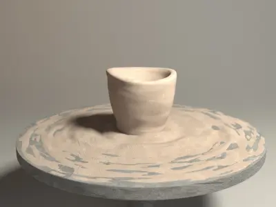 Flan porcelain clay bowl formed animation 3D model