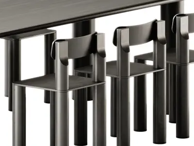 COMMUNE Medium Table and SILO Chair by Found 3D model