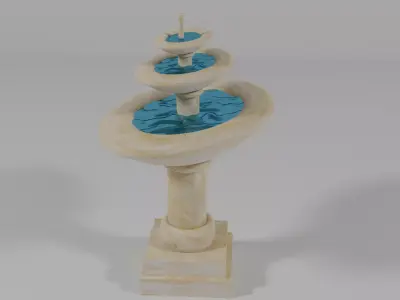 fountain with water on top Low-poly 3D model