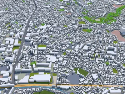 Suginami Tokyo 10km Low-poly 3D model
