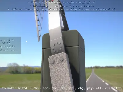 Low-Poly Railroad Barrier 3m Protective Grid Low-poly 3D model