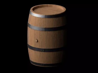  Medieval Wooden Barrel Low-poly 3D model