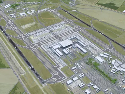 Berlin Brandenburg and Schonefeld Airport  Low-poly 3D model