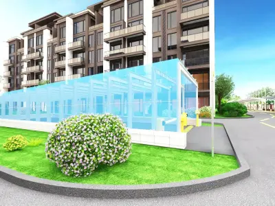 City Block with Parking and Electric Chargers 3D model