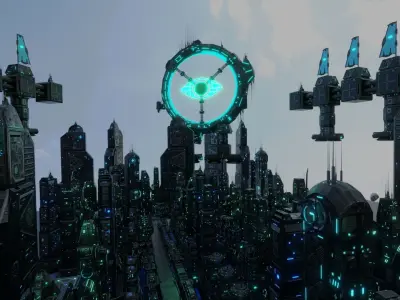 Future Tech Megacity Low-poly 3D model