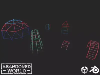 Old Playground Props Set Low-poly 3D model buy