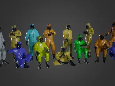 Man in BioSuit with Poses Low-poly 3D model