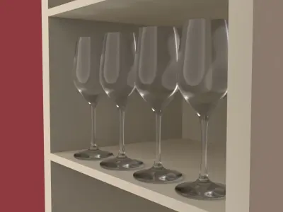 Cupboard with 4 wine glasses Free 3D model