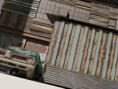 Shanty Garage for Scenes and Games Low-poly 3D model