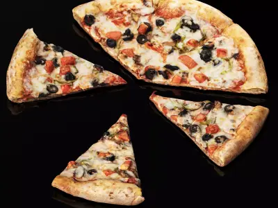 Vegetarian pizza - Pieces Low-poly 3D model