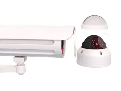 3D Two White Security Cameras 3D model
