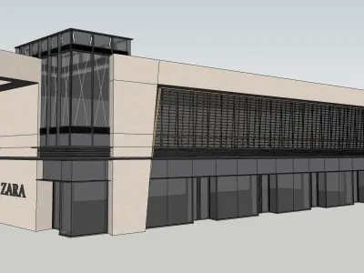 minimalist shopping mall in contemporary design 3D model