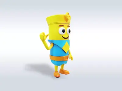 Cartoon character t pose flask back to school 3D model