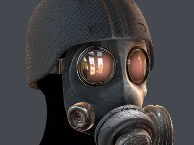 Gas mask helmet 3d model scifi Low-poly  Low-poly 3D model 180