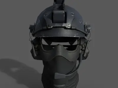 Military scifi helmet low poly  Low-poly 3D model