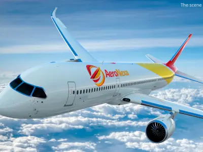 Widebody Passenger Jet Aircraft Rigged 3D model