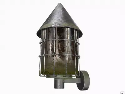 Vintage  old wall Lantern Light with candle Low-poly Low-poly 3D model