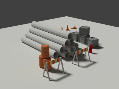 Industrial Misc Elements Pack Low-poly 3D model