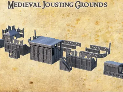 Medieval Jousting Grounds Tabletop Terrain 28 MM 3D print model