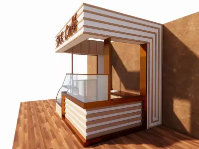 Modern Modular Coffee Kiosk 3D model