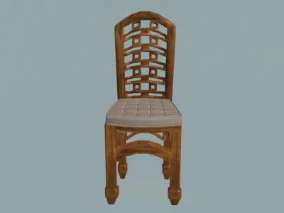 Elegant wooden dining chair 3D model
