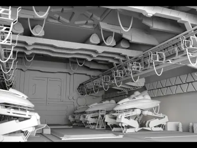 Sci-Fi Hanger- Aircrafts- High detail 3d models Low-poly 3D model