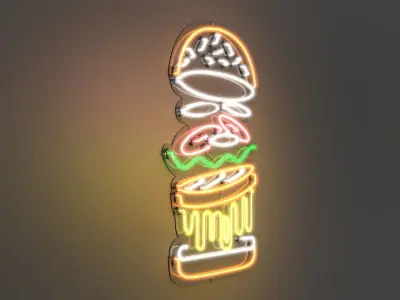 Burger 2 - Neon Sign 3D model