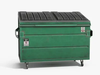 Garbage Dumpster 4 colors Low-poly 3D model