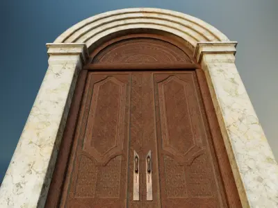 Mansion Engraved Exterior Door Low-poly 3D model