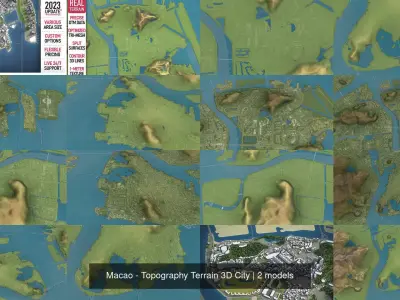 Macao - Topography Terrain 3D City 3D Model Pack