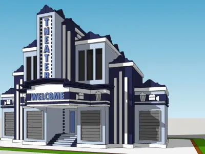 Theater 3D model building Low-poly 3D model