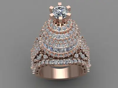 Rose Gold Women Diamond Ring 3D print model 3D print model 71