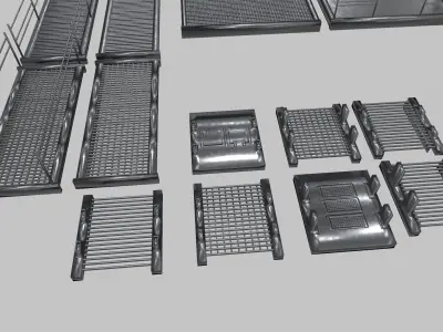 Stair Set of metal racks Low-poly 3D model