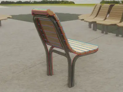 Bench 7 Oak Metal Version 2 Low-poly 3D model